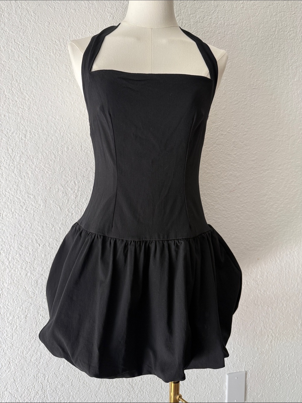 Princess Polly Black Halter Square-Neck Mini Dress